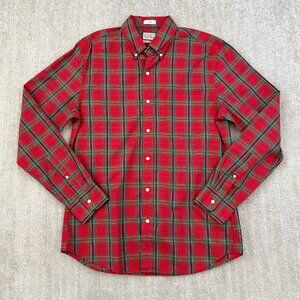 J. Crew Slim Fit Plaid Red Green Button Down Long Sleeve Shirt M